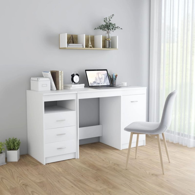 Escritorio de madera contrachapada blanco 140x50x76 cm VX-3054780