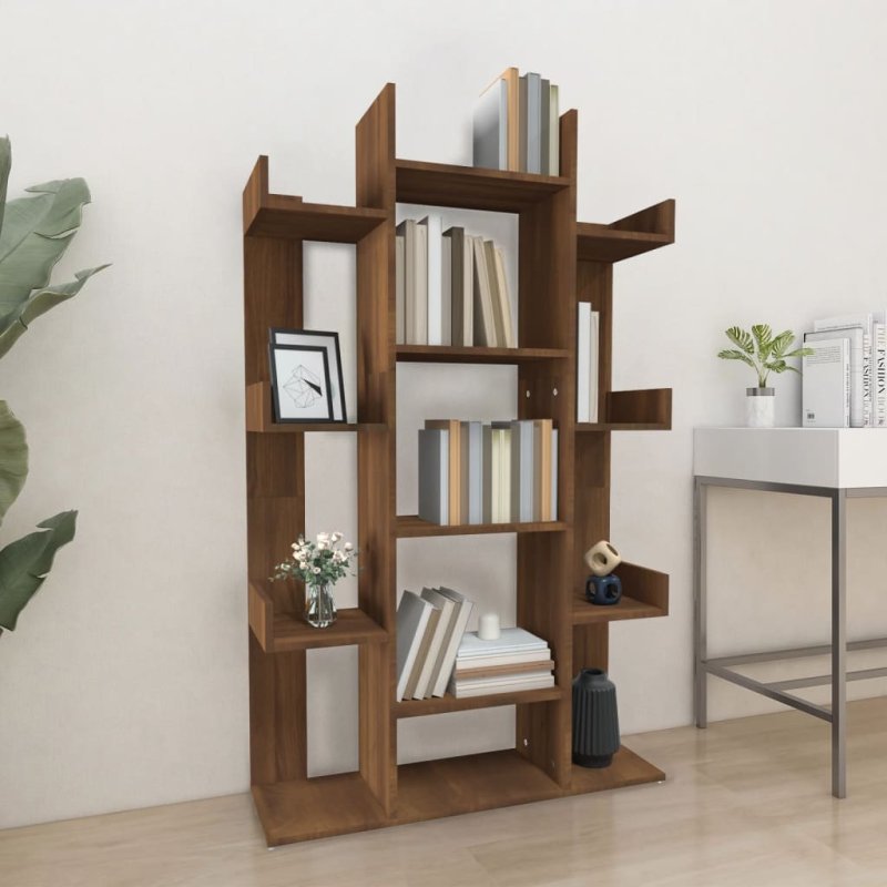 Estantería de madera contrachapada marrón roble 86x25,5x140 cm VX-816004