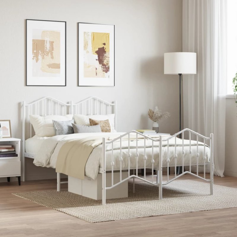 Estructura cama sin colchón con estribo metal blanco 120x200 cm VX-373854