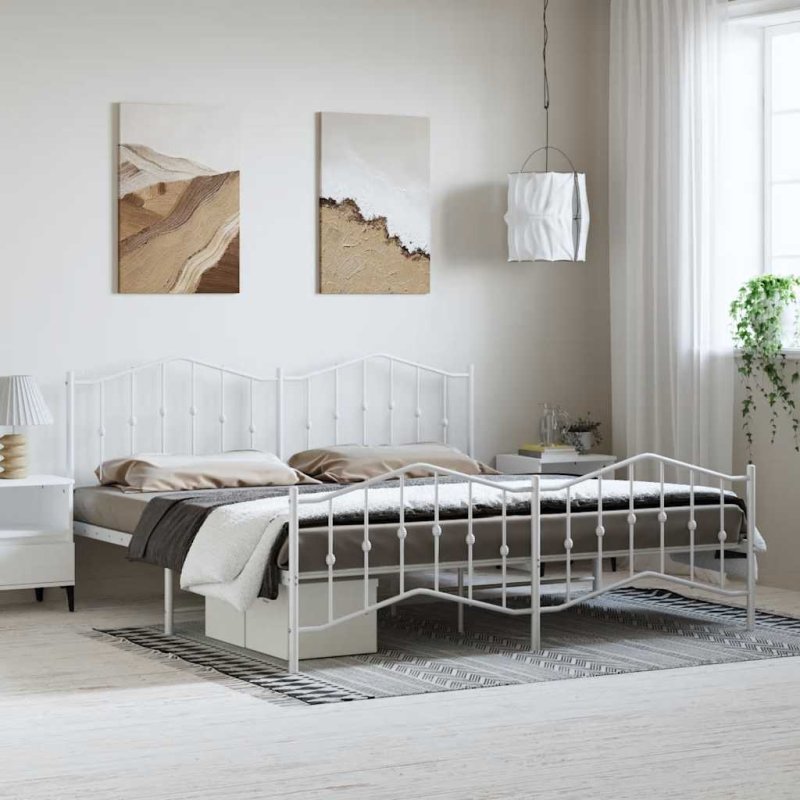 Estructura cama sin colchón con estribo metal blanco 183x213 cm VX-373861