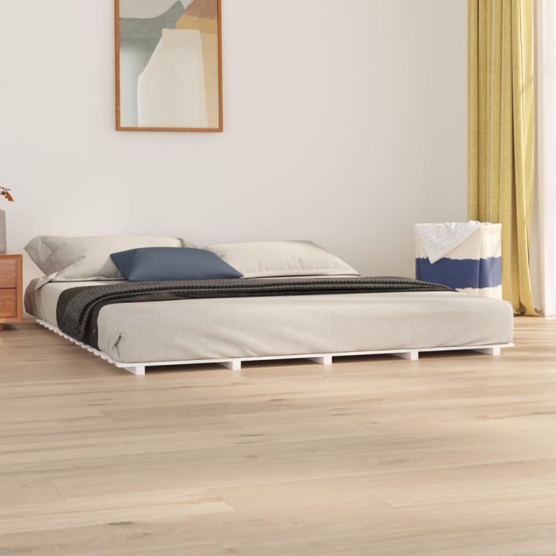 Estructura de cama de madera maciza de pino blanco 200x200 cm VX-824559