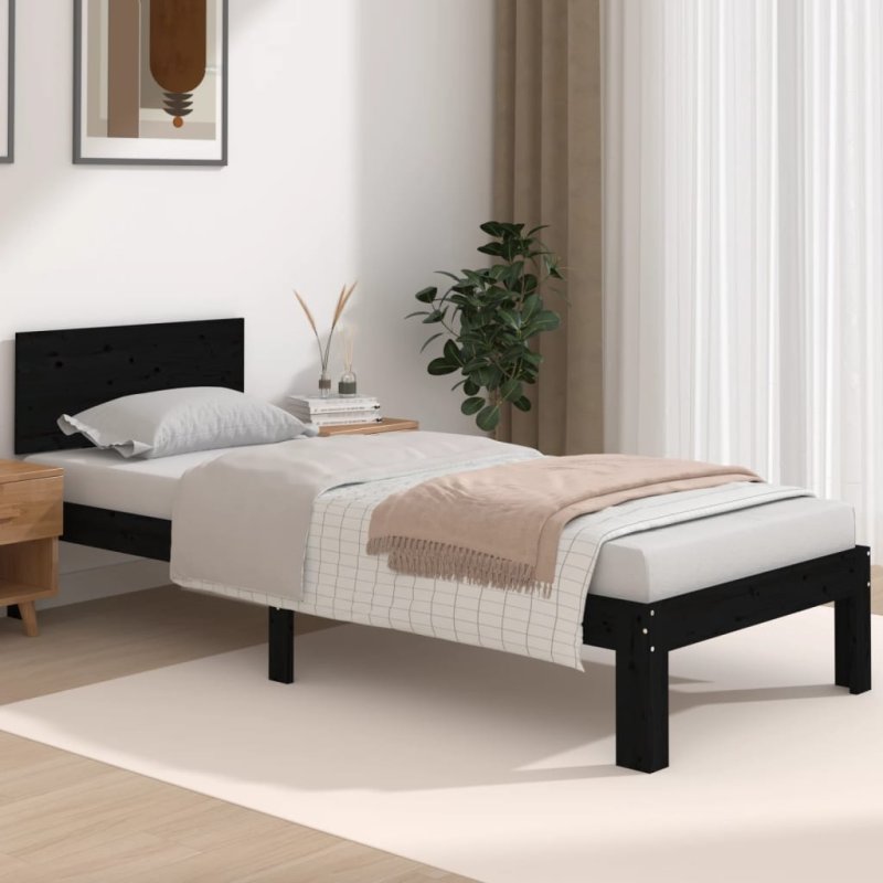 Estructura de cama individual sin colchón negro 75x190 cm VX-810459