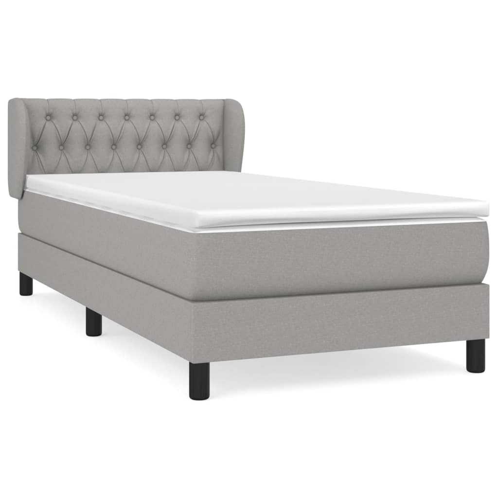 vidaXL Cama box spring con colchón tela gris claro 90x200 cm 8720287403296