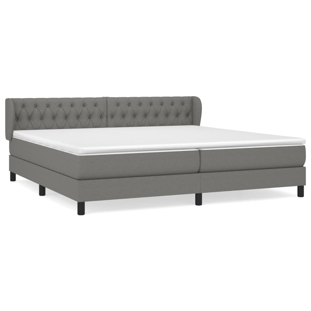 vidaXL Cama box spring con colchón tela gris oscuro 200x200 cm 8720287403869