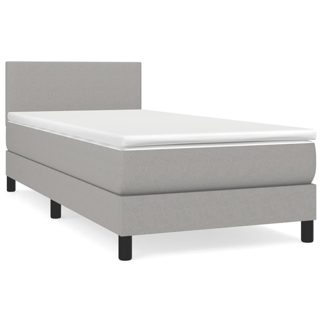 vidaXL Cama box spring con colchón tela gris claro 80x200 cm 8720287445135