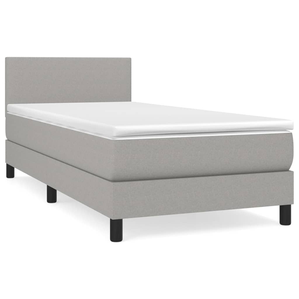 vidaXL Cama box spring con colchón tela gris claro 90x190 cm 8720287445210