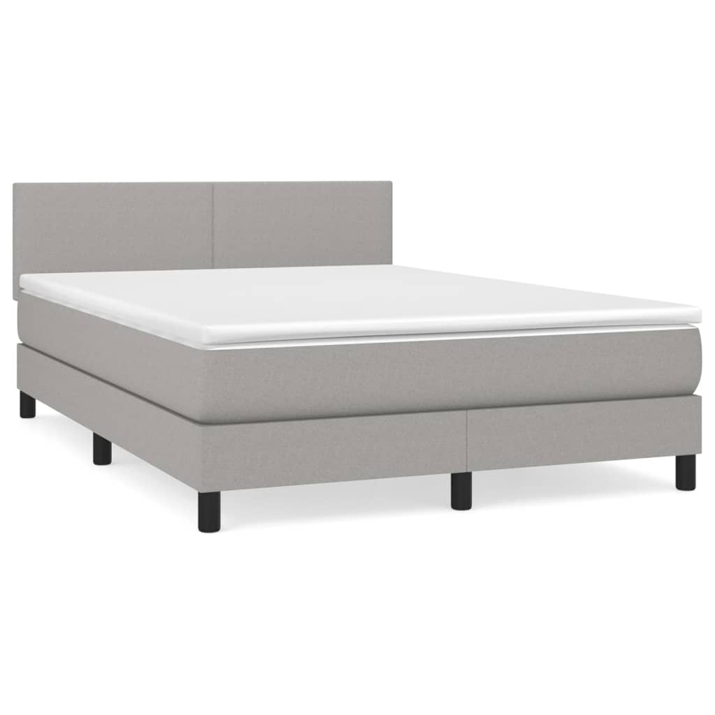 vidaXL Cama box spring con colchón tela gris claro 140x190 cm 8720287445531