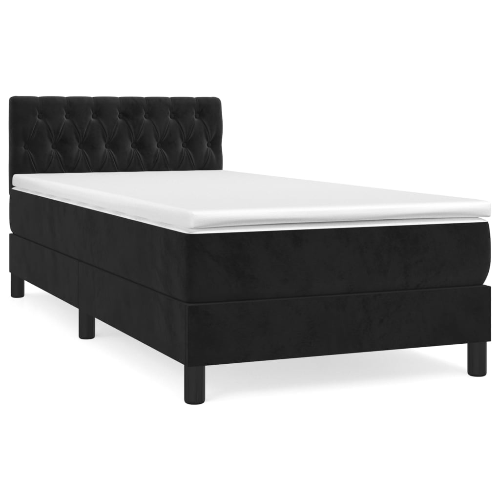 vidaXL Cama box spring con colchón terciopelo negro 90x200 cm 8720845501273