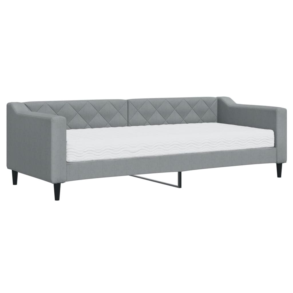 vidaXL Sofá cama con colchón tela gris claro 80x200 cm 8720845467777