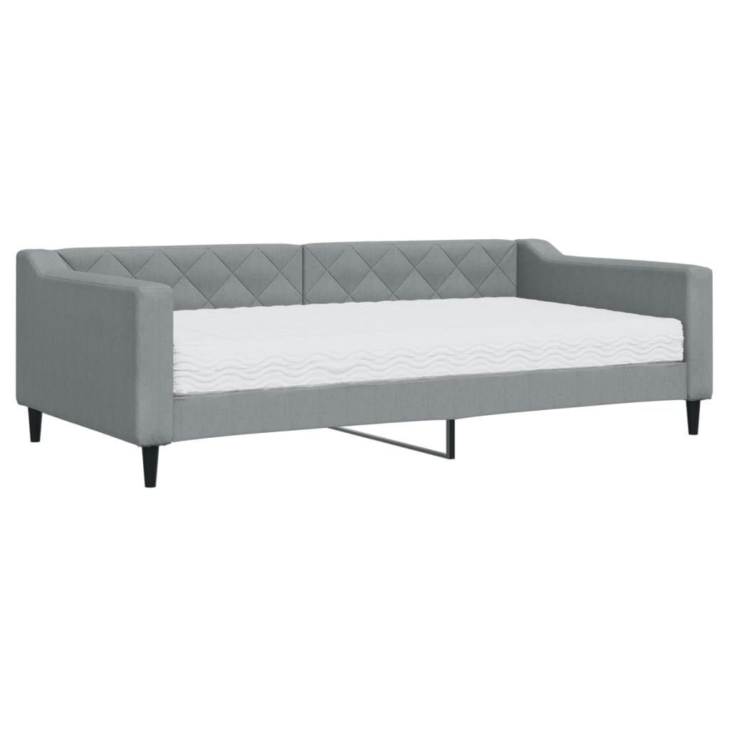 vidaXL Sofá cama con colchón tela gris claro 100x200 cm 8720845467876