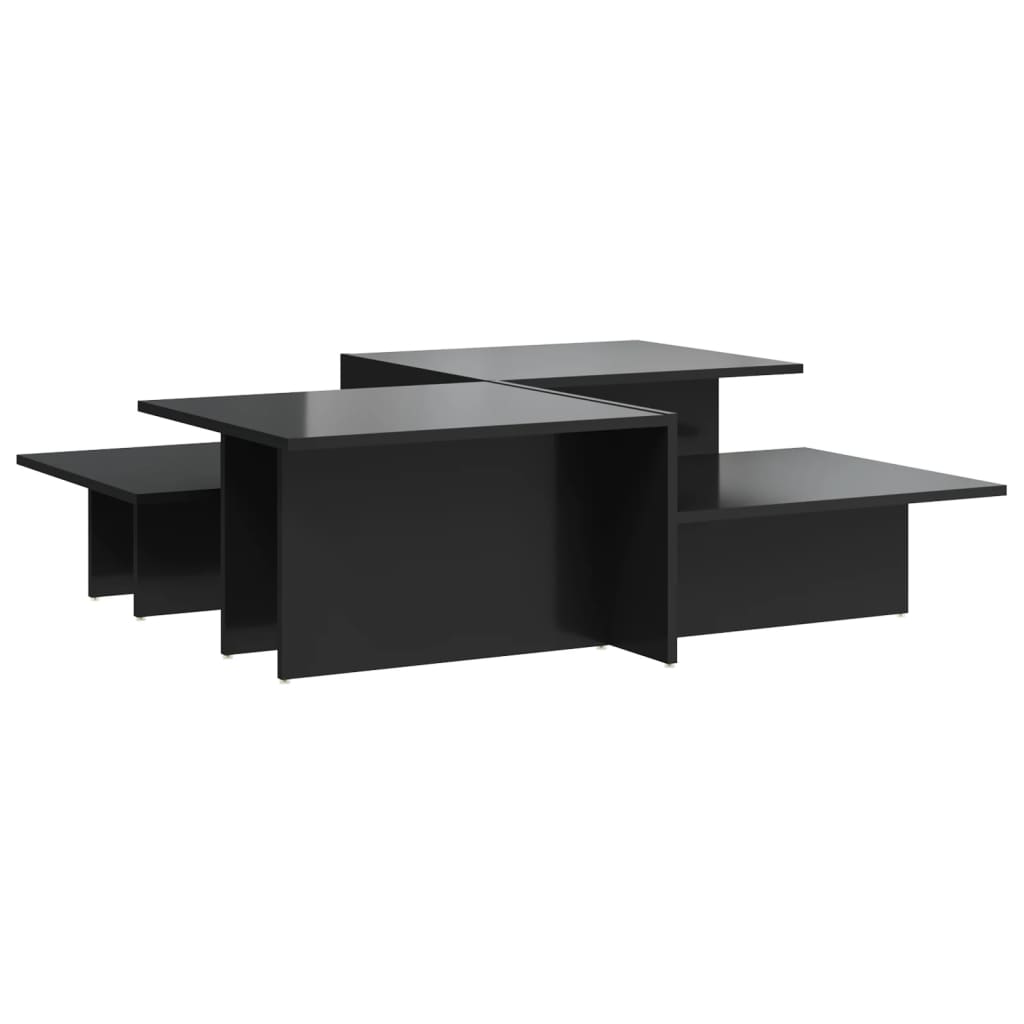 vidaXL Mesas de centro 2 uds madera de ingeniería negro brillante
