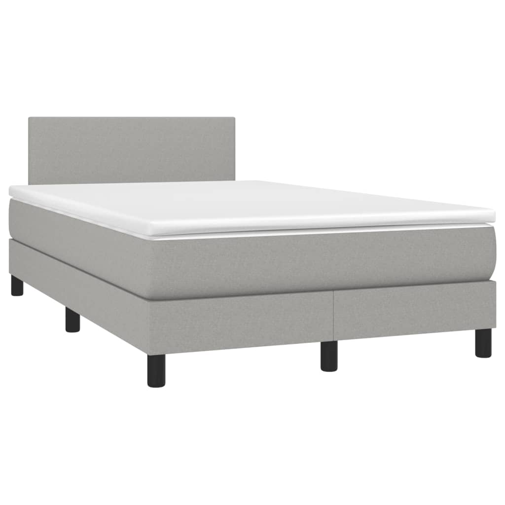vidaXL Cama box spring con colchón tela gris claro 120x190 cm 8721102435966