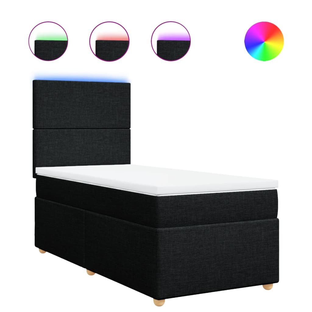 vidaXL Cama box spring con colchón tela negro 80x200 cm 8721102782848