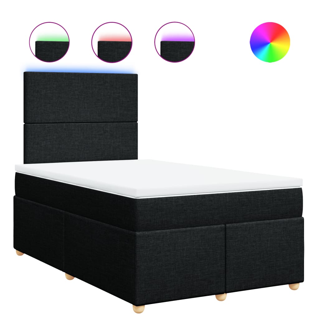 vidaXL Cama box spring con colchón tela negro 120x190 cm 8721102783968