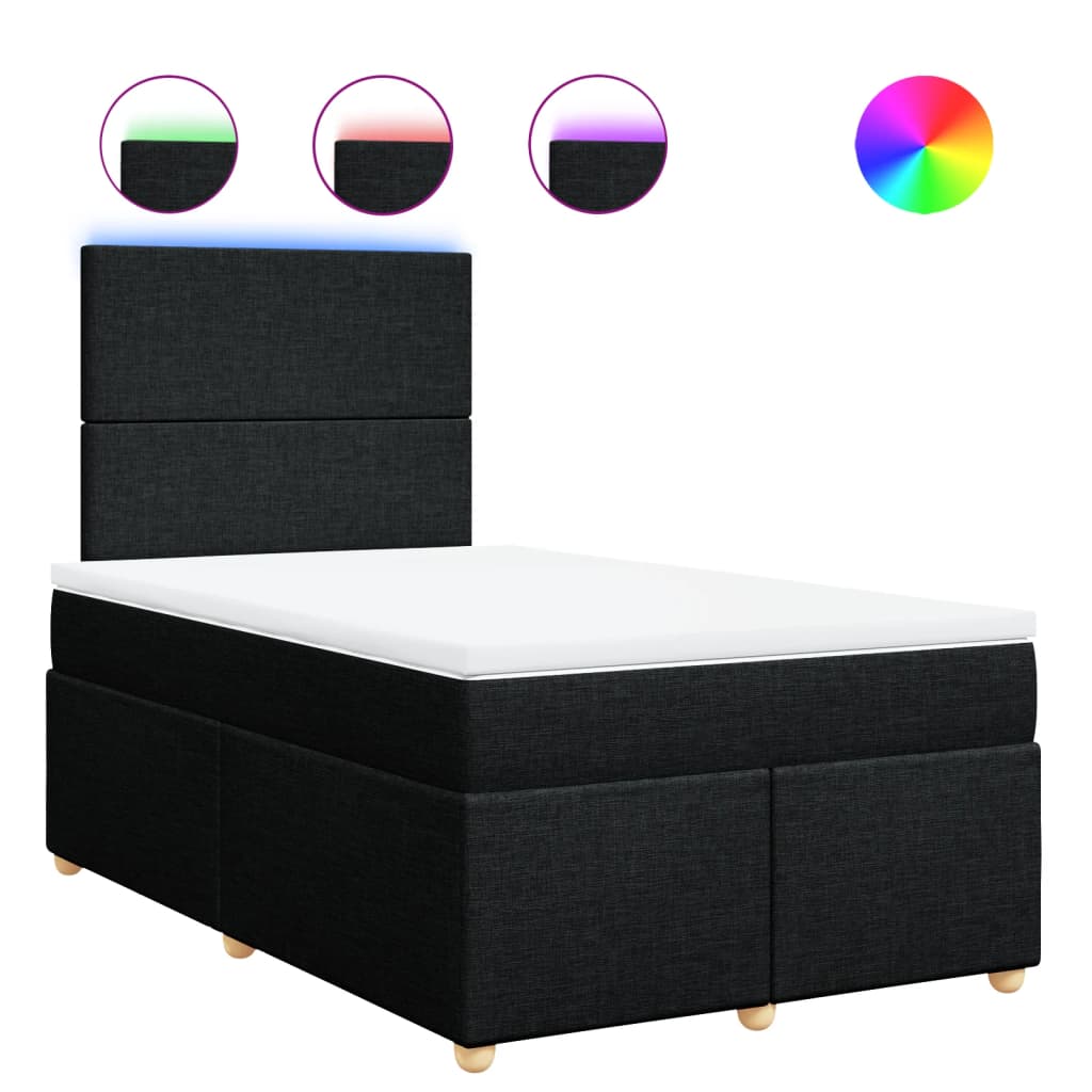 vidaXL Cama box spring con colchón tela negro 120x200 cm 8721102784248