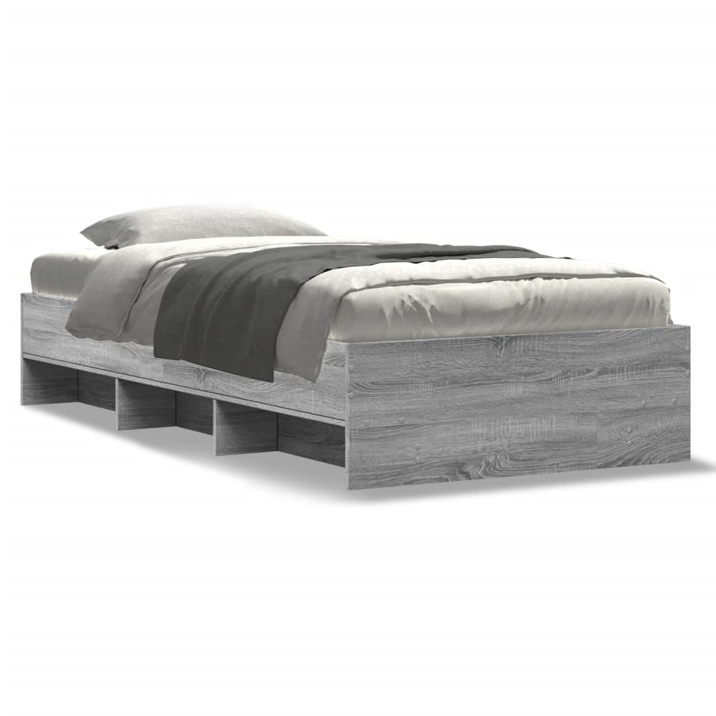 vidaXL Estructura de cama madera de ingeniería gris Sonoma 90x190 cm 8721102857119
