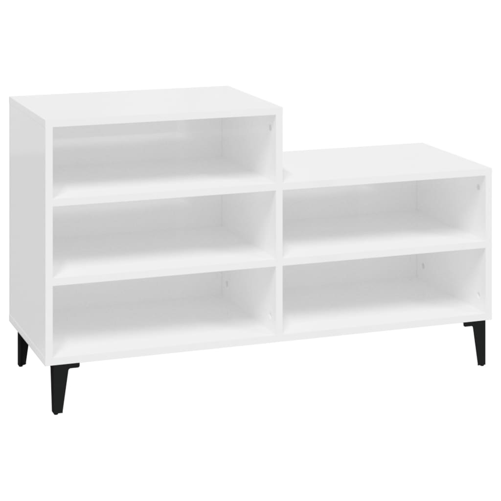 vidaXL Mueble zapatero madera contrachapada blanco brillo 102x36x60 cm 8720287224228