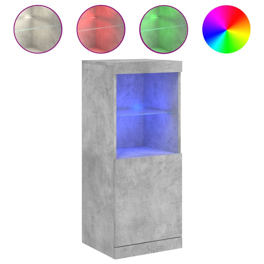 vidaXL Aparador con luces LED gris hormigón 41x37x100 cm 8721012252738