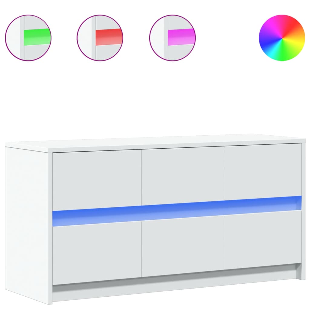 vidaXL Mueble de TV con LED madera de ingeniería blanco 100x34x50 cm 8721102967801