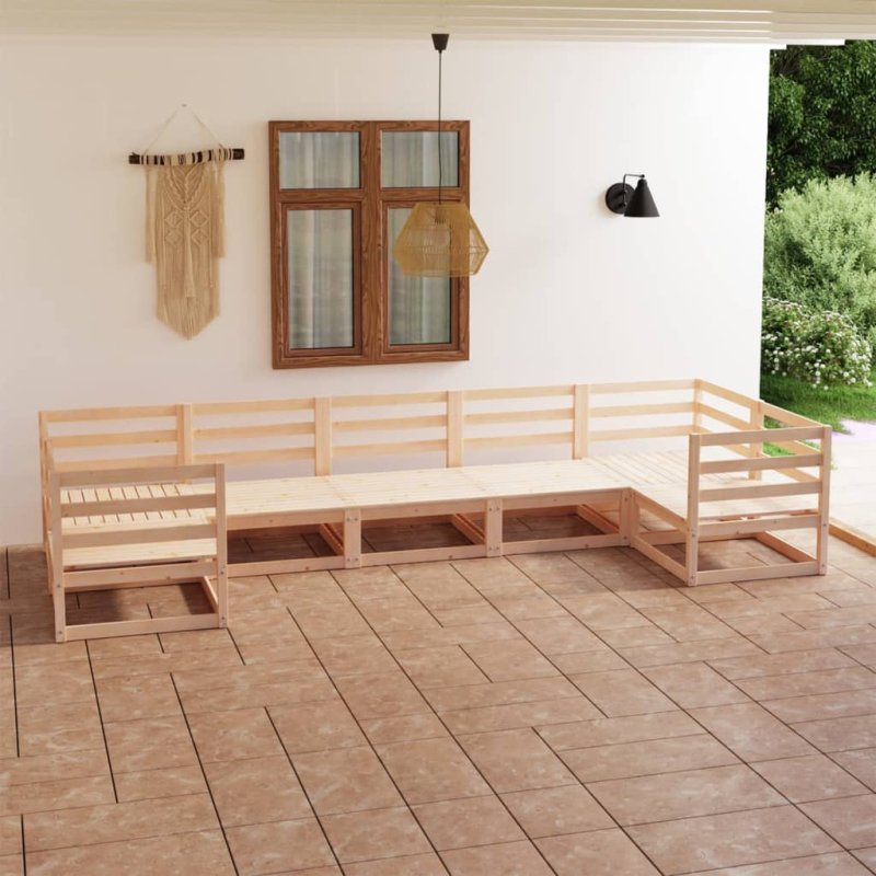 Juego de muebles de jardín 7 piezas madera maciza de pino VX-3076249