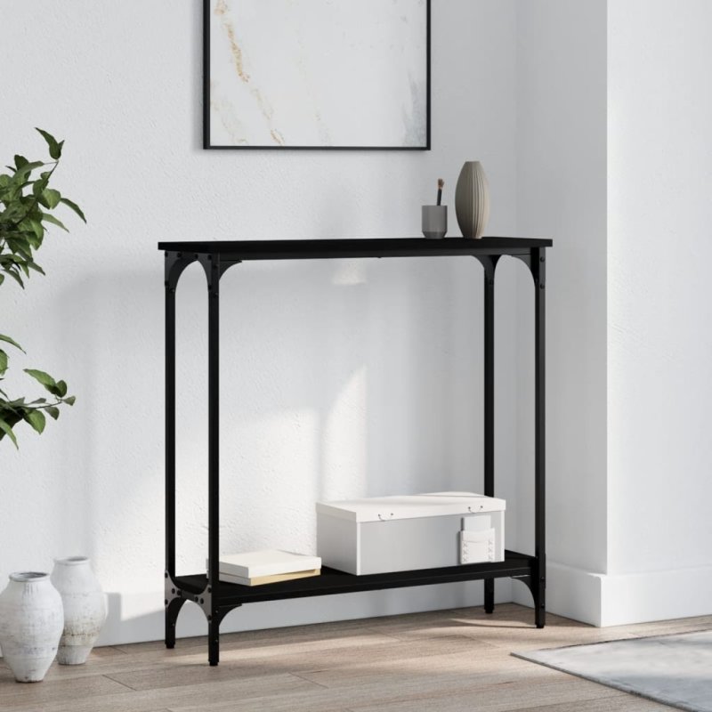 Mesa consola madera de ingeniería negra 75x22,5x75 cm VX-834020