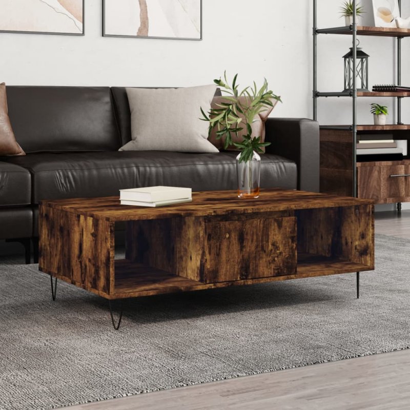 Mesa de centro madera de ingeniería roble ahumado 104x60x35 cm VX-827089