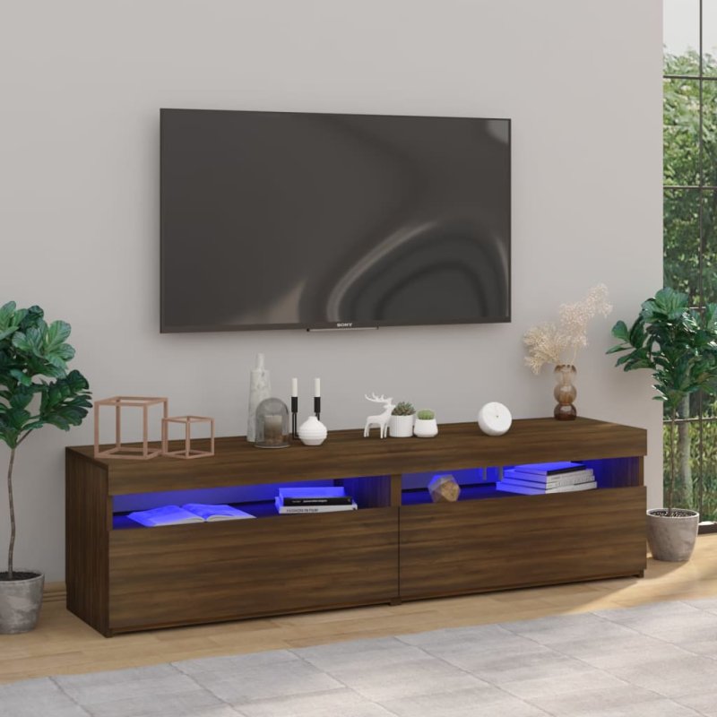 Mueble de TV con luces LED 2 uds roble marrón 75x35x40 cm VX-815128