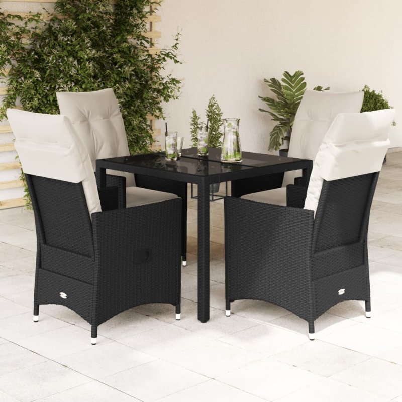 Set de muebles jardín 5 pzas con cojines ratán sintético negro VX-3276692