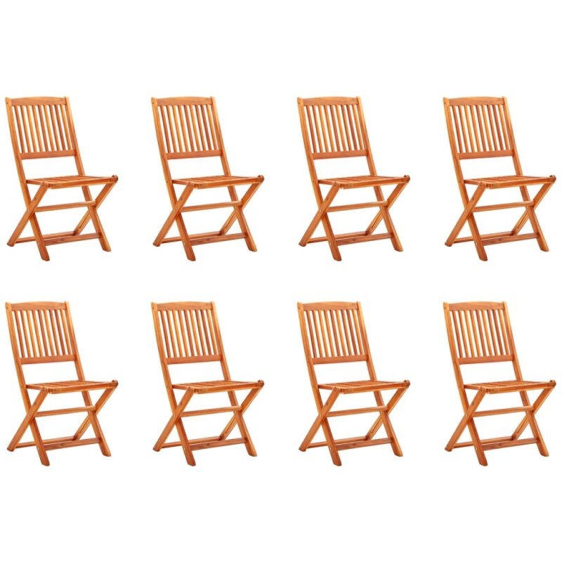 Sillas de jardín plegables 8 pzas madera maciza de eucalipto VX-3087150