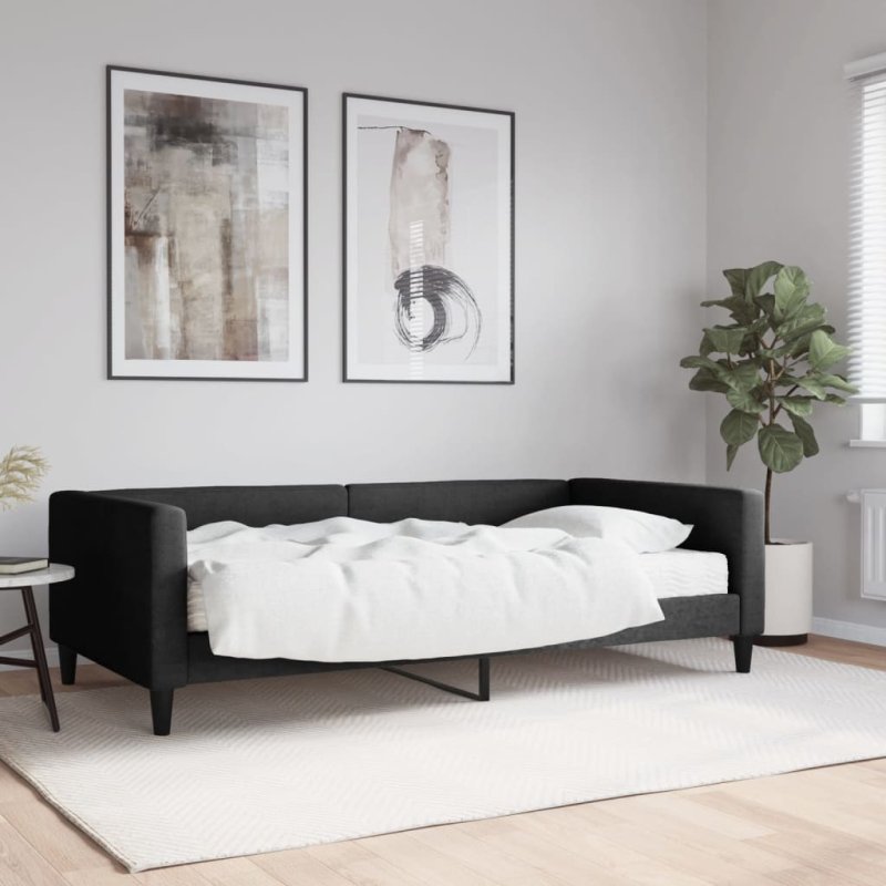 Sofá cama con colchón tela negro 100x200 cm VX-3196567