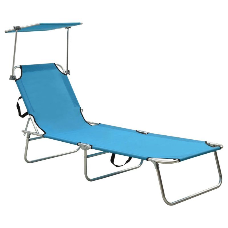 Tumbona plegable con toldo de acero azul turquesa VX-310326