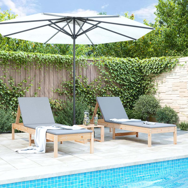 Tumbonas 2 unidades madera maciza de pino 199,5x60x74 cm VX-825066